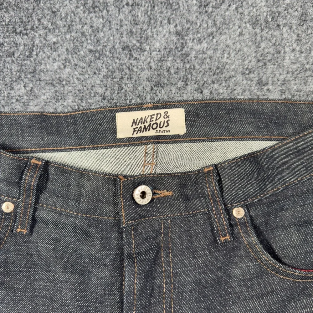 Naked & Famous Selvedge Super Guy Cut-Off Denim Shorts Mens 34 Indigo  Raw Hem